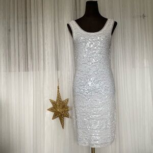 bcbg max azria white sequin dress BCBG Max Azria Sequin Surplice Gown Dress